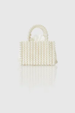 BABEYOND Handbags|Top Handle Pearl Beaded Evening Bag Cream