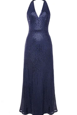 BABEYOND Dresses|V Neck Hanging Sequin Maxi Dress Navy Blue