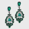 BABEYOND Jewelry|Vintage Baroque Diamond Cutout Earrings Dark Green