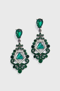 BABEYOND Jewelry|Vintage Baroque Diamond Cutout Earrings Dark Green