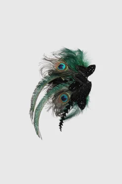 BABEYOND Headpieces & Fascinators|Vintage Beaded Peacock Headpiece Dark Green