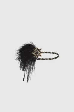 BABEYOND Headpieces & Fascinators|Vintage Ostrich Feather Headband Black/Gold