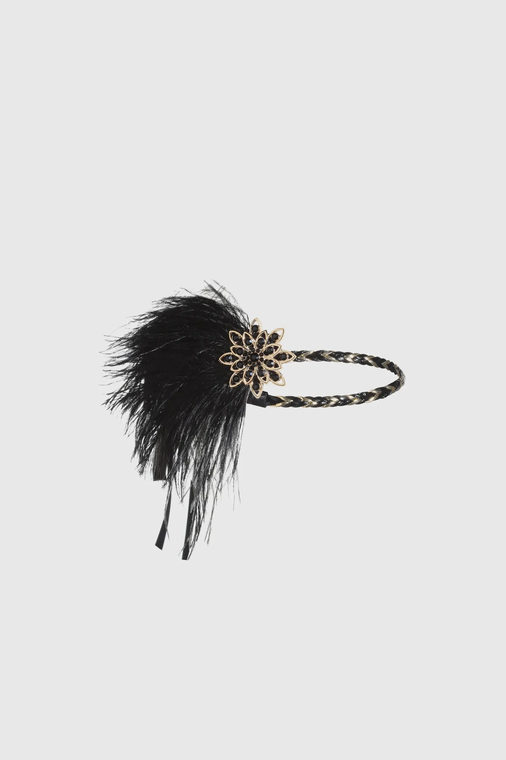 BABEYOND Headpieces & Fascinators|Vintage Ostrich Feather Headband Black/Gold