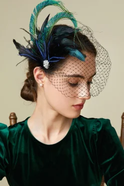 BABEYOND Headpieces & Fascinators|Vintage Peacock Tea Party Fascinator