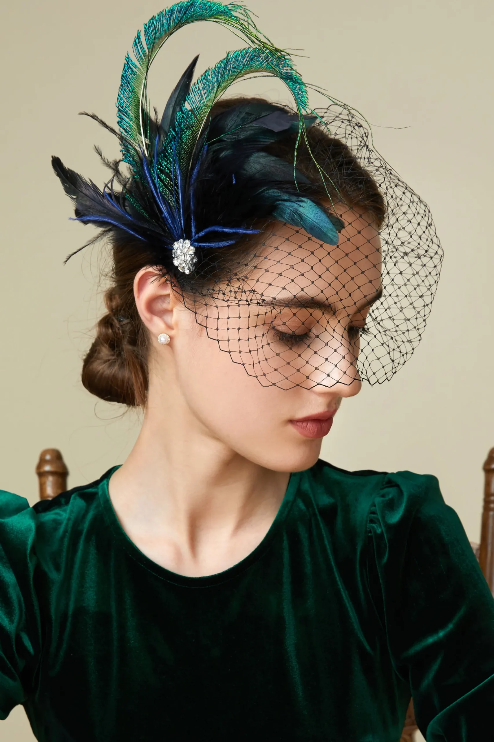 BABEYOND Headpieces & Fascinators|Vintage Peacock Tea Party Fascinator