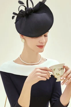 BABEYOND Headpieces & Fascinators|Vintage Pillbox Feather Cocktail Fascinator Black