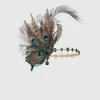 BABEYOND Headpieces & Fascinators|Vintage Rhinestone Peacock Feather Headpiece Dark Green