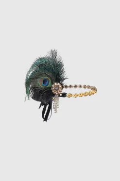 BABEYOND Headpieces & Fascinators|Vintage Rhinestone Peacock Headpiece Dark Green