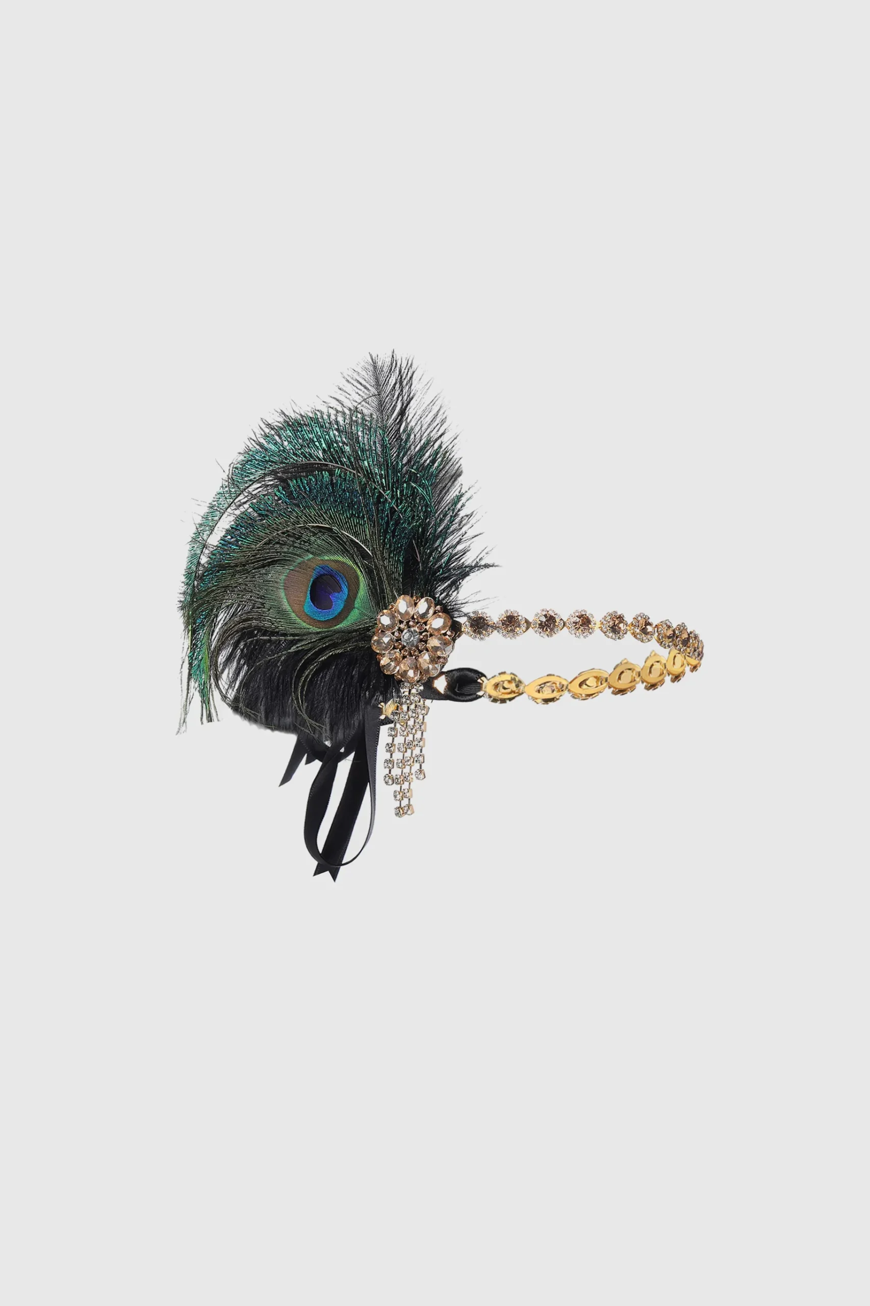 BABEYOND Headpieces & Fascinators|Vintage Rhinestone Peacock Headpiece Dark Green