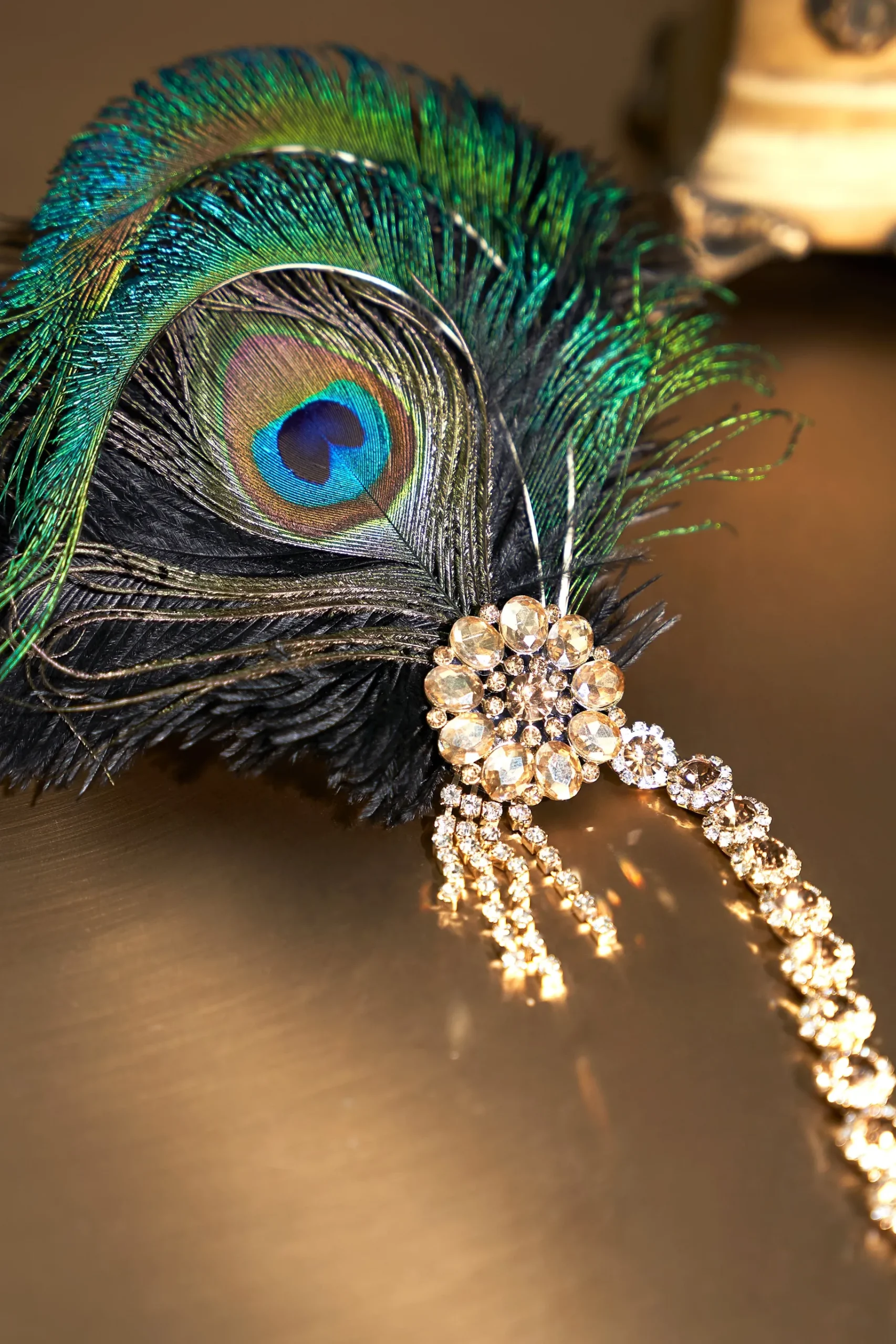 BABEYOND Headpieces & Fascinators|Vintage Rhinestone Peacock Headpiece Dark Green