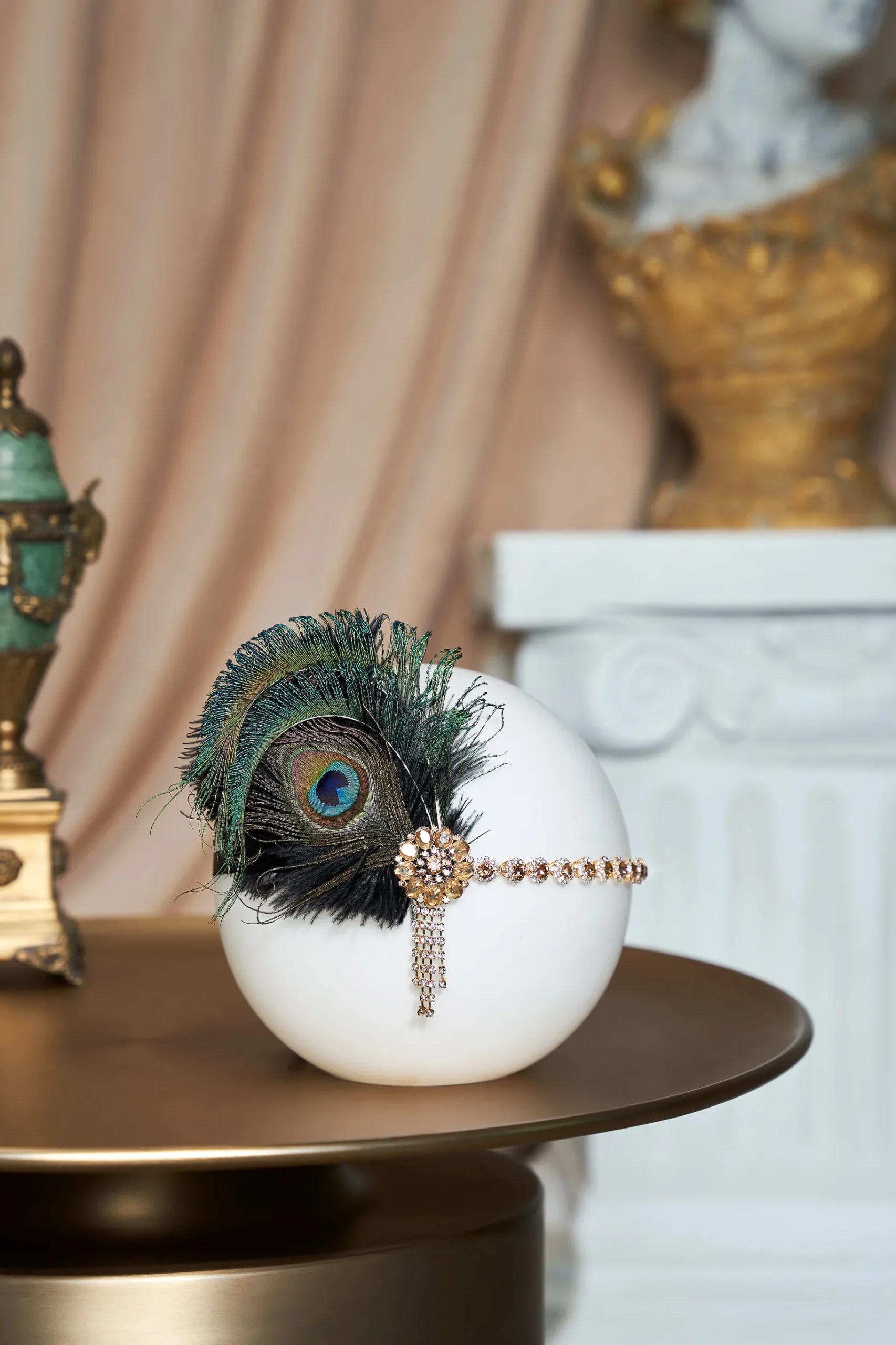 BABEYOND Headpieces & Fascinators|Vintage Rhinestone Peacock Headpiece Dark Green