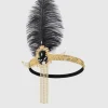 BABEYOND Headpieces & Fascinators|Vintage Sequin Chain Ostrich Headdress Black/Gold