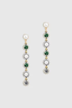 BABEYOND Jewelry|Vintage Two Tone Crystal Pearl Earrings Dark Green