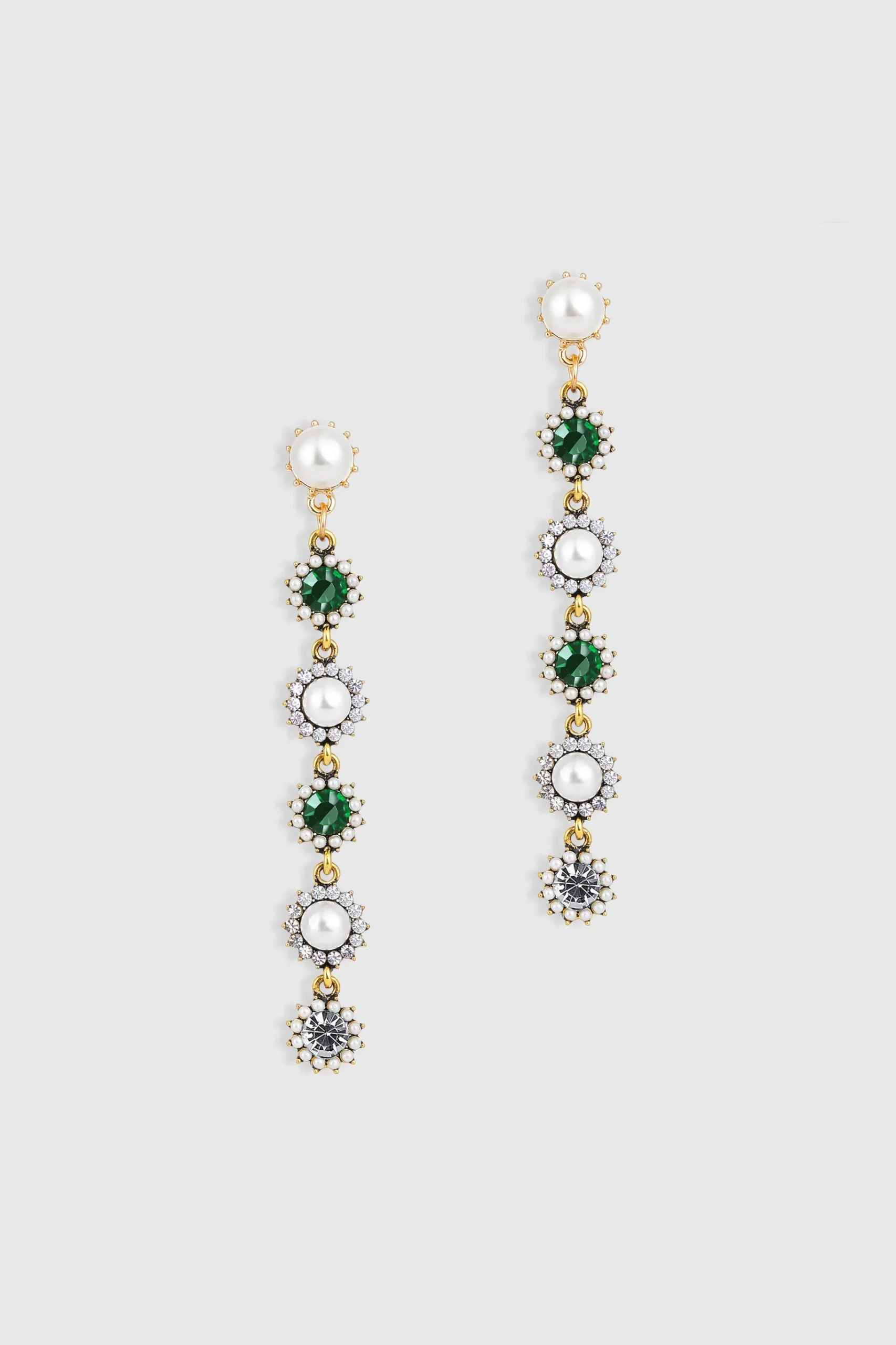 BABEYOND Jewelry|Vintage Two Tone Crystal Pearl Earrings Dark Green