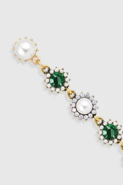 BABEYOND Jewelry|Vintage Two Tone Crystal Pearl Earrings Dark Green