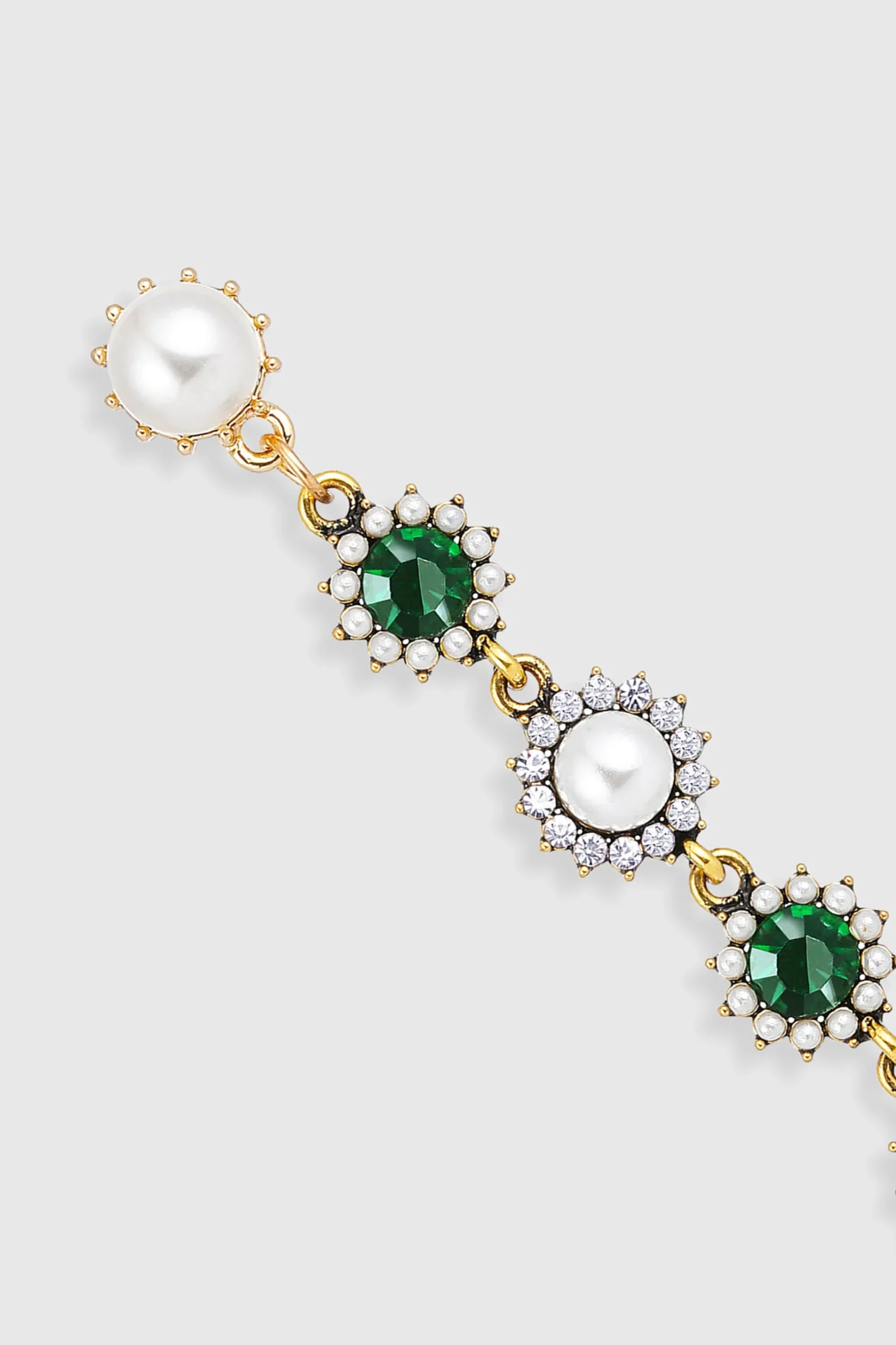 BABEYOND Jewelry|Vintage Two Tone Crystal Pearl Earrings Dark Green