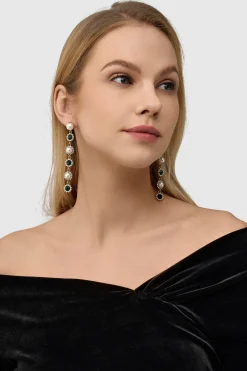 BABEYOND Jewelry|Vintage Two Tone Crystal Pearl Earrings Dark Green