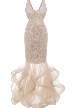 BABEYOND Dresses|V-Neck Sleeveless Tulle Mermaid Dress Champagne