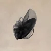 BABEYOND Headpieces & Fascinators|Wide Brim Mesh Floral Cocktail Fascinator Black