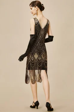 BABEYOND Dresses|Zouzou Art Deco Flapper Dress Black/Gold