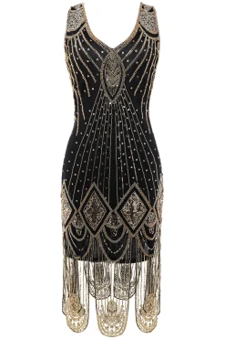BABEYOND Dresses|Zouzou Art Deco Flapper Dress Black/Gold