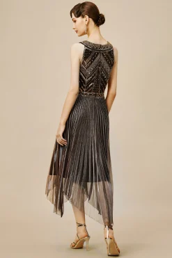 BABEYOND Dresses|Zouzou Metallic Beading Flapper Dress Black/Gold